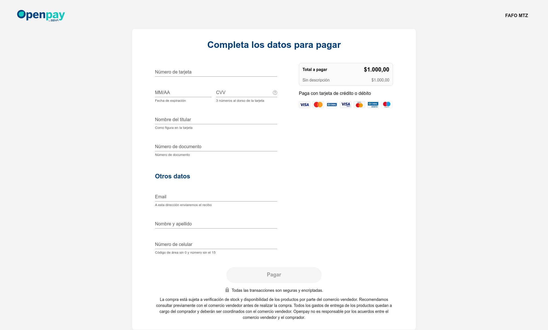 Checkout Openpay